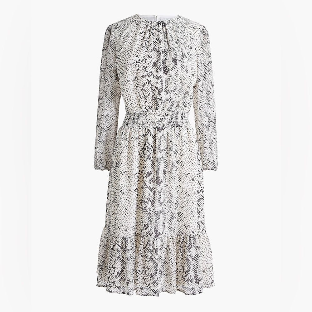 J. Crew Animal-Print Smocked-Waist Dress – Size Small – NWOT